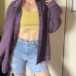 Saint Tropez West purple crunch scrunch fabric jacket Sz XL